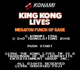 King Kong Lives Title Screen
